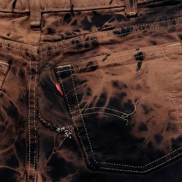 Levis 501 Shorts Womens Zipper Fly Tie Dye High Rise Denim Brown Black Sz 28 - Picture 10 of 12